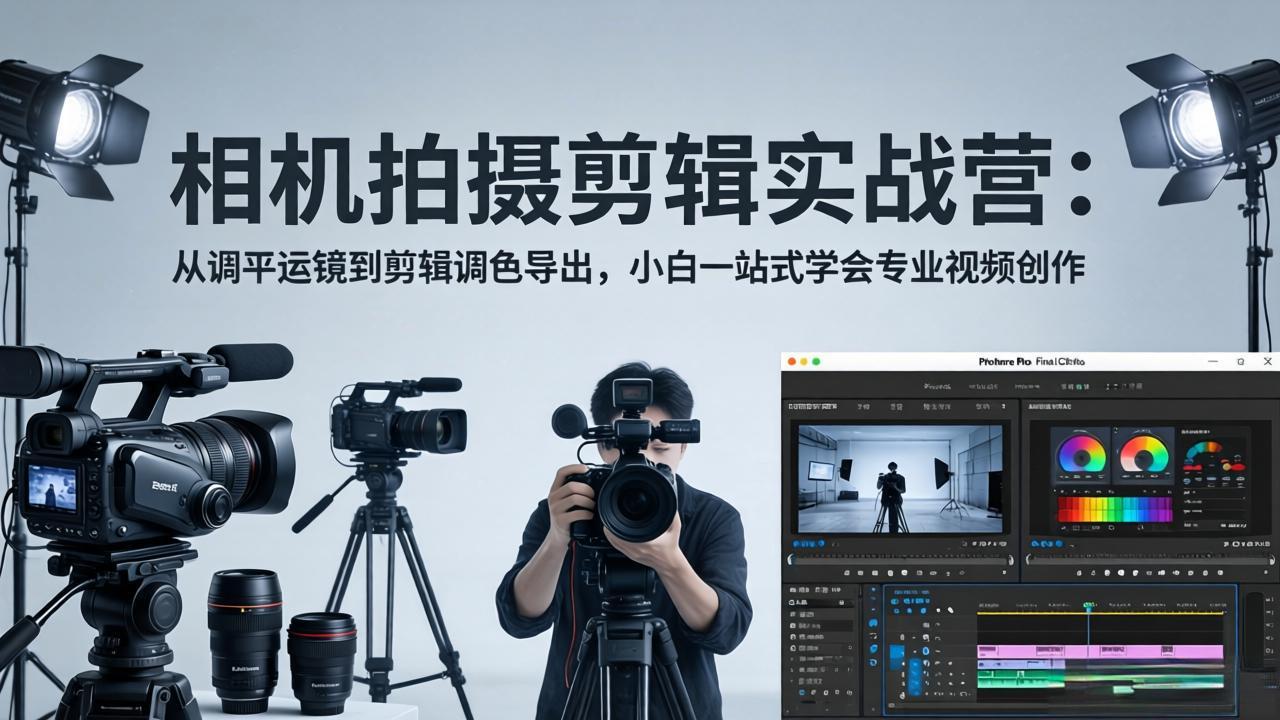 相机拍摄剪辑实战营：从调平运镜到剪辑调色导出，小白一站式学会专业视频创作-盟主1站 - 热点知汇专注网赚项目资源知识聚汇