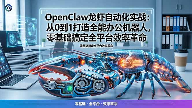 OpenClaw龙虾自动化实战：从0到1打造全能办公机器人，零基础搞定全平台效率革命-盟主1站 - 热点知汇专注网赚项目资源知识聚汇