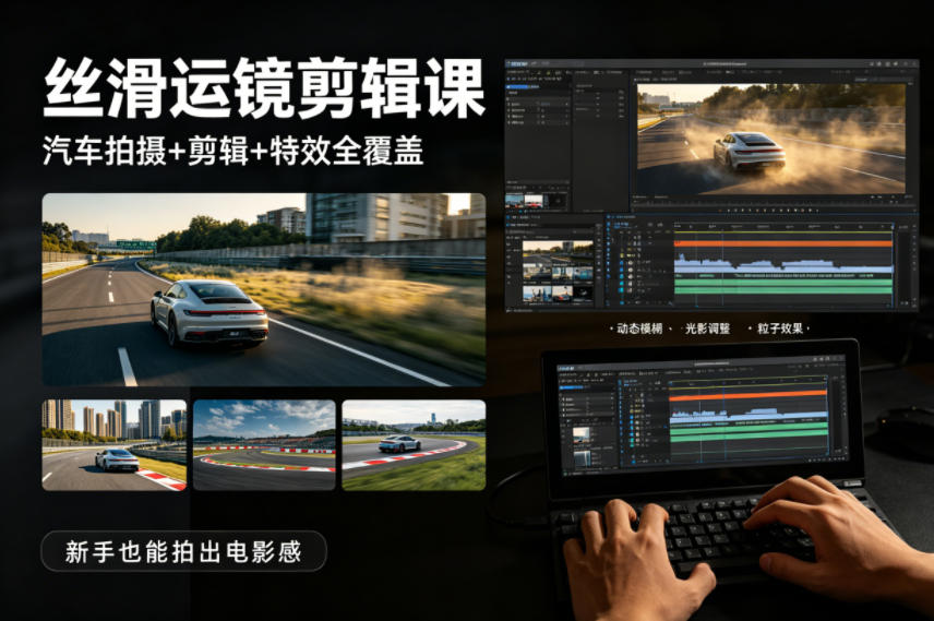 大叔丝滑运镜剪辑课，汽车拍摄+剪辑+特效全覆盖，新手也能拍出电影感-热点1站 - 热点知汇专注网赚项目资源知识聚汇