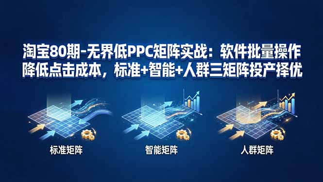 淘宝80期-无界低PPC矩阵实战：软件批量操作降低点击成本，标准+智能+人群三矩阵投产择优-盟主1站 - 热点知汇专注网赚项目资源知识聚汇