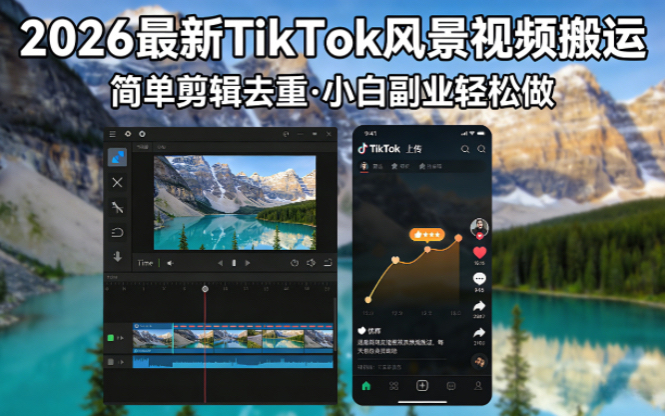 2026最新TikTok风景视频搬运简单剪辑去重小白副业月入 8000-盟主1站 - 热点知汇专注网赚项目资源知识聚汇