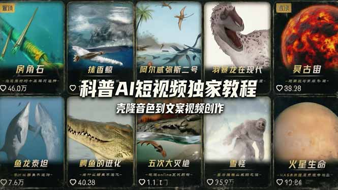 科普造物主AI短视频独家教程：从软件安装、壳隆音色到文案视频创作，零基础快速做爆款-盟主1站 - 热点知汇专注网赚项目资源知识聚汇