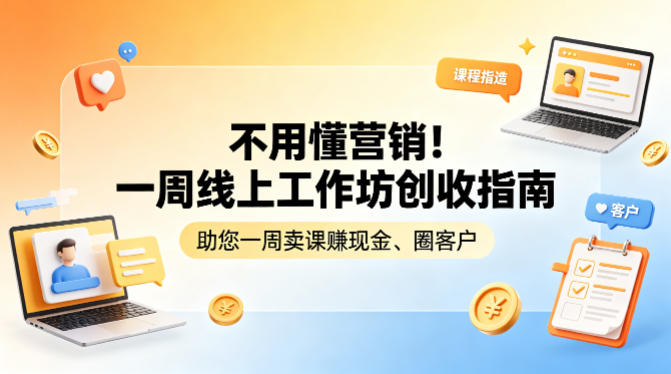 不用懂营销！一周线上工作坊创收指南，助您一周卖课賺现金、圈客户-热点1站 - 热点知汇专注网赚项目资源知识聚汇