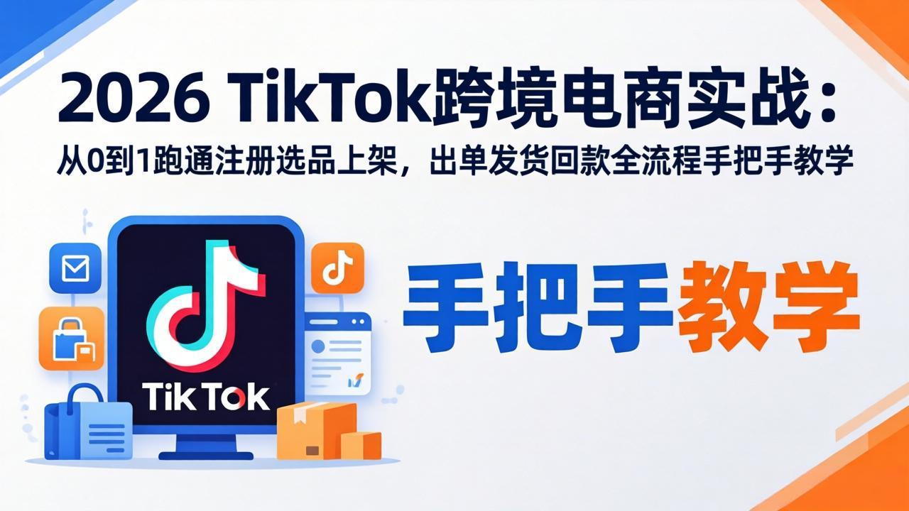 2026TikTok跨境电商实战-更新：从0到1跑通注册选品上架，出单发货回款全流程手把手教学-盟主1站 - 热点知汇专注网赚项目资源知识聚汇