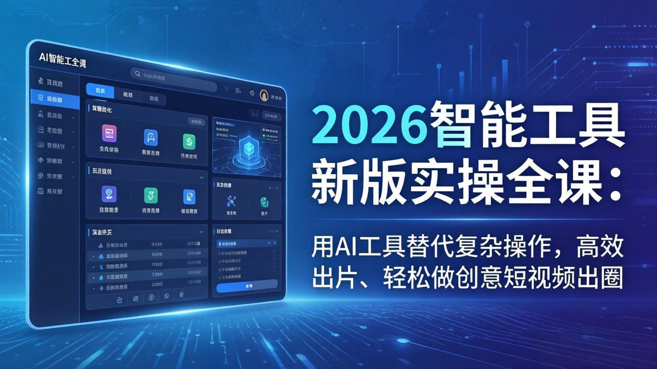 2026智能工具新版实操全课：用AI工具替代复杂操作，高效出片、轻松做创意短视频出圈-盟主1站 - 热点知汇专注网赚项目资源知识聚汇