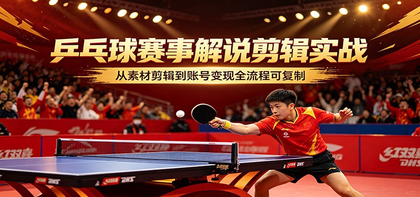 乒乓球赛事解说剪辑实战，从素材剪辑到账号变现全流程可复制-盟主1站 - 热点知汇专注网赚项目资源知识聚汇