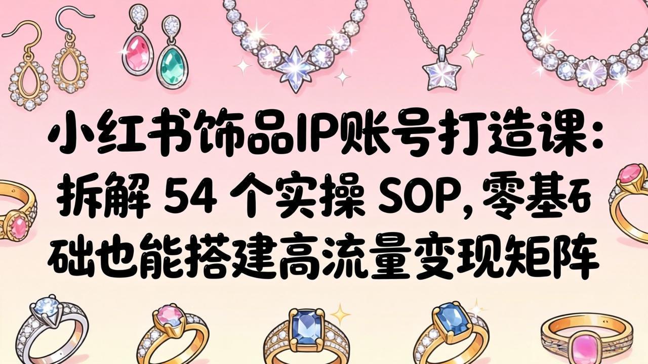 小红书饰品IP账号打造课：拆解 54 个实操 SOP，零基础也能搭建高流量变现矩阵-盟主1站 - 热点知汇专注网赚项目资源知识聚汇