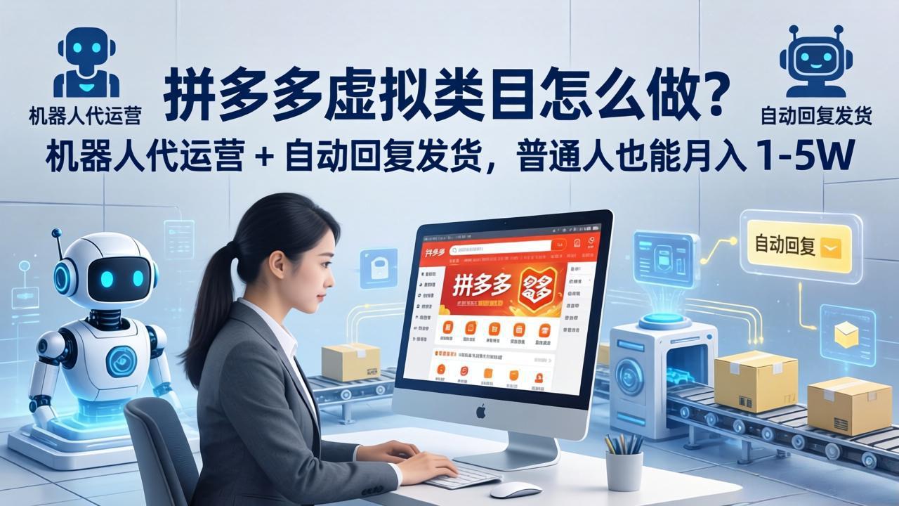拼多多虚拟类目怎么做？机器人代运营 + 自动回复发货，普通人也能月入 1-5W-盟主1站 - 热点知汇专注网赚项目资源知识聚汇