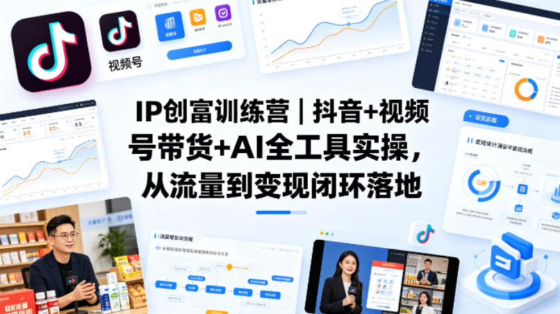 IP创富训练营｜抖音+视频号带货+AI全工具实操，从流量到变现闭环落地-盟主1站 - 热点知汇专注网赚项目资源知识聚汇
