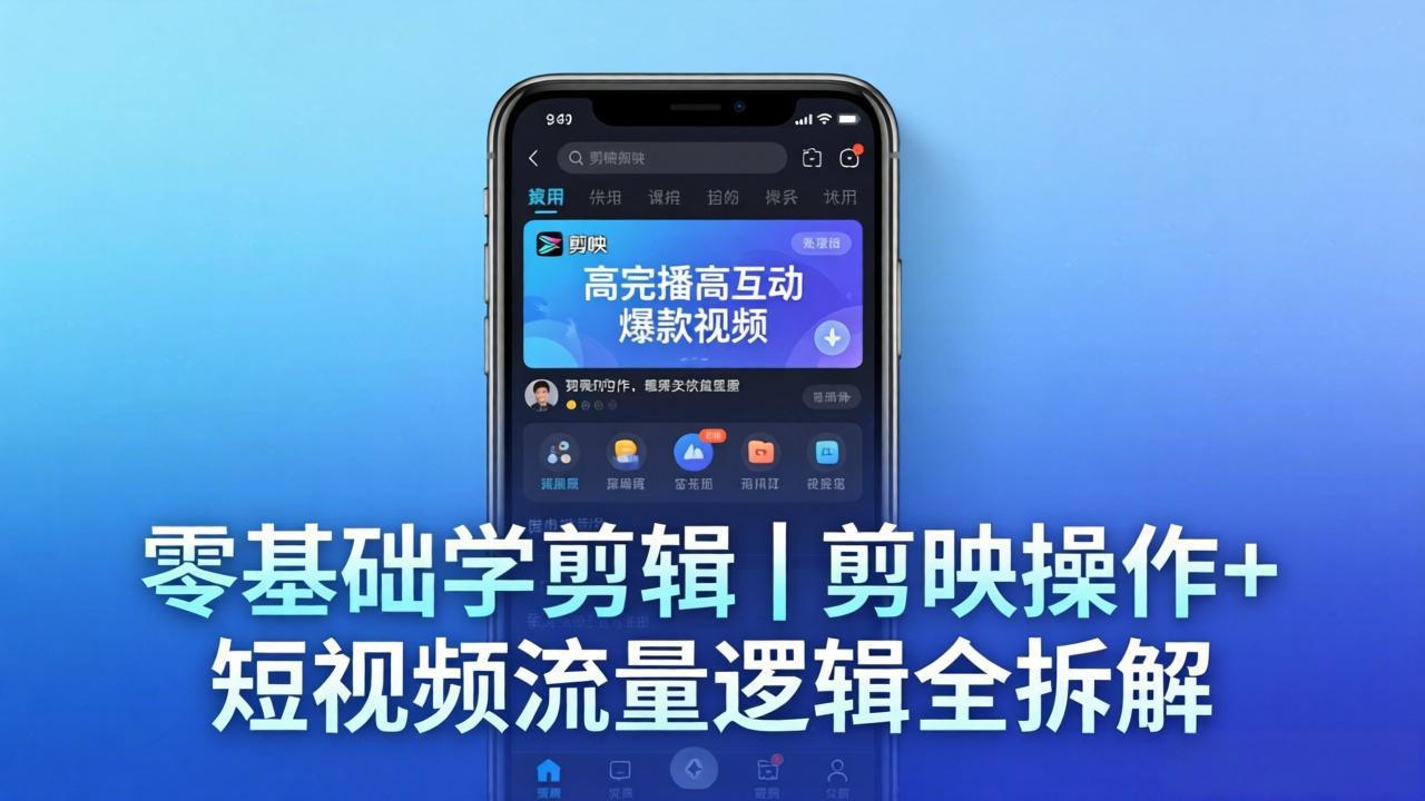 【零基础学剪辑】剪映操作+短视频流量逻辑全拆解｜手把手教你剪出高完播高互动爆款视频-盟主1站 - 热点知汇专注网赚项目资源知识聚汇