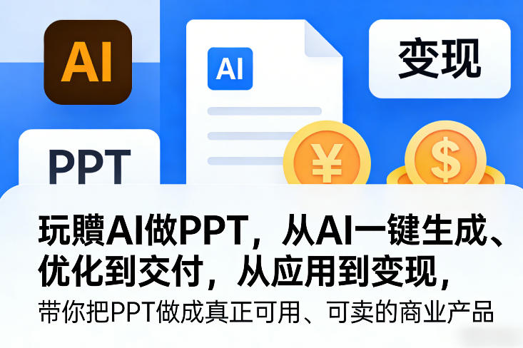 玩賺AI做PPT，从AI一键生成、优化到交付，从应用到变现，带你把PPT做成真正可用、可卖的商业产品(更新0421)-盟主1站 - 热点知汇专注网赚项目资源知识聚汇