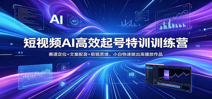 短视频AI高效起号特训训练营：赛道定位+文案配音+剪辑思维，小白快速做出高播放作品-盟主1站 - 热点知汇专注网赚项目资源知识聚汇