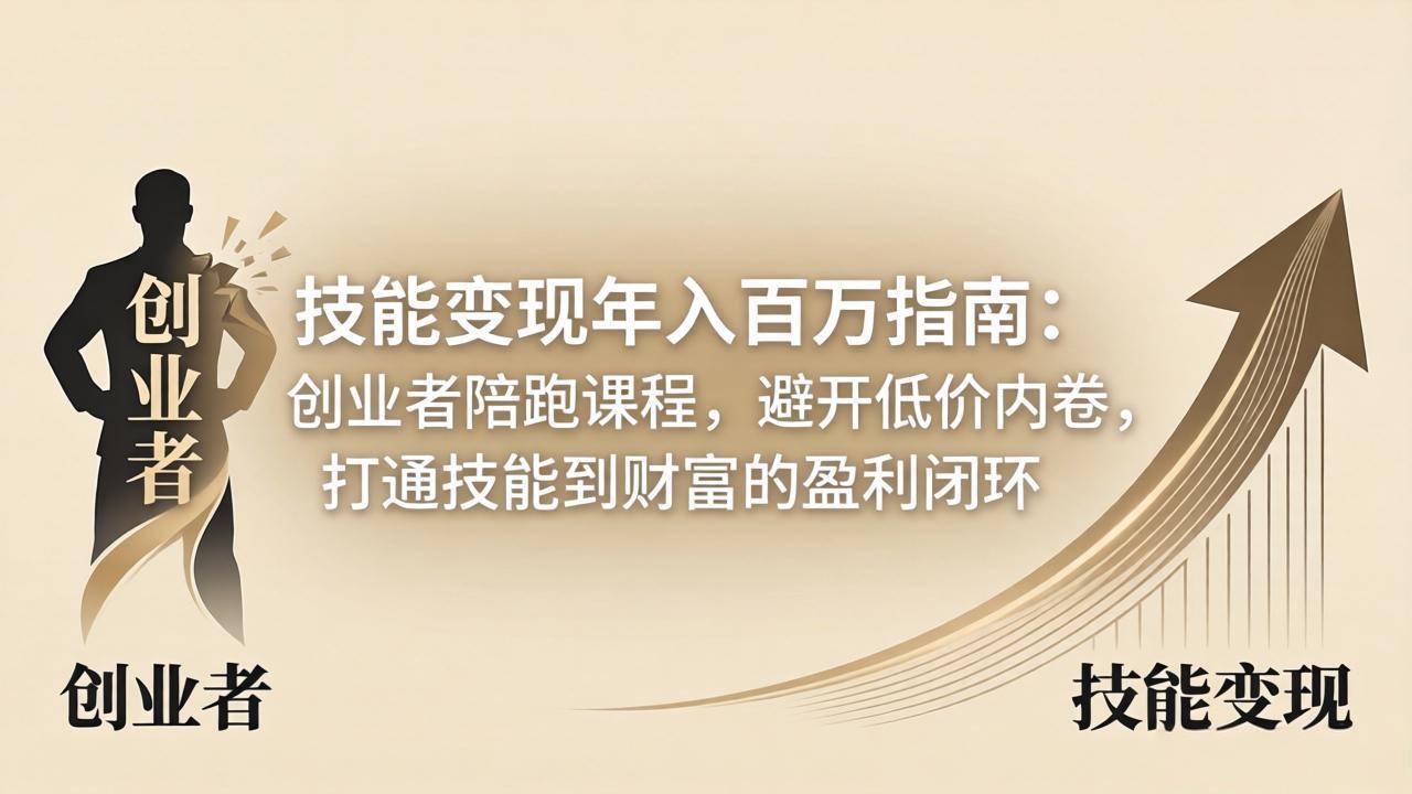 技能变现年入百万指南：创业者陪跑课程，避开低价内卷，打通技能到财富的盈利闭环-盟主1站 - 热点知汇专注网赚项目资源知识聚汇