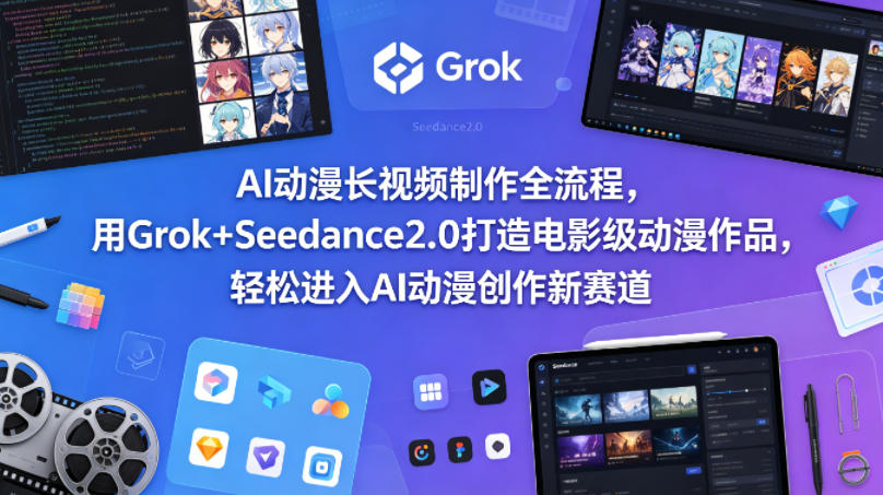 AI动漫长视频制作全流程，用Grok+Seedance2.0打造电影级动漫作品，轻松进入AI动漫创作新赛道-盟主1站 - 热点知汇专注网赚项目资源知识聚汇