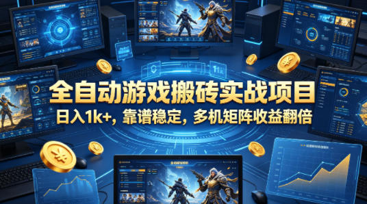 全自动游戏搬砖实战项目，日入1k+，靠谱稳定，多机矩阵收益翻倍【揭秘】-盟主1站 - 热点知汇专注网赚项目资源知识聚汇