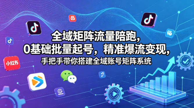 全域矩阵流量陪跑，0基础批量起号，精准爆流变现，手把手带你搭建全域账号矩阵系统-盟主1站 - 热点知汇专注网赚项目资源知识聚汇