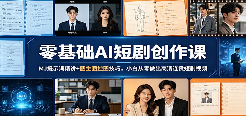 零基础AI短剧创作课：MJ提示词精讲+图生图控图技巧，小白从零做出高清连贯短剧视频-盟主1站 - 热点知汇专注网赚项目资源知识聚汇