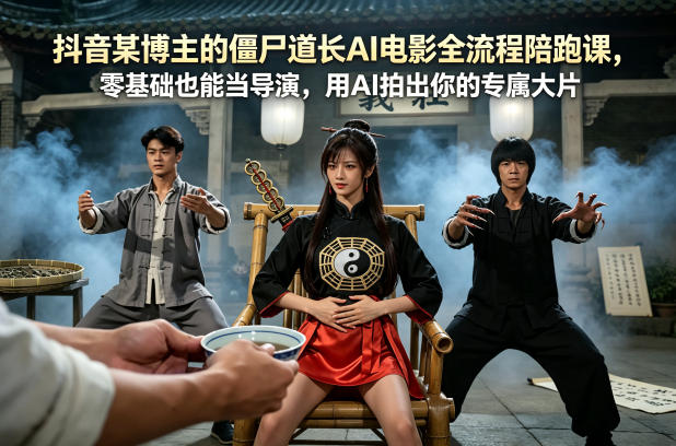 抖音某博主的僵尸道长AI电影全流程陪跑课，零基础也能当导演，用AI拍出你的专属大片-盟主1站 - 热点知汇专注网赚项目资源知识聚汇