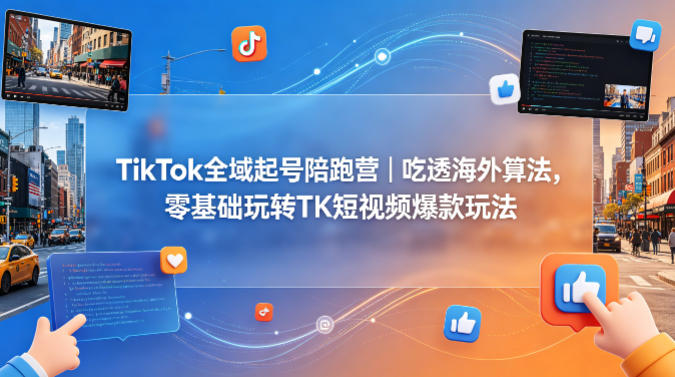 TikTok全域起号陪跑营｜吃透海外算法，零基础玩转TK短视频爆款玩法-盟主1站 - 热点知汇专注网赚项目资源知识聚汇