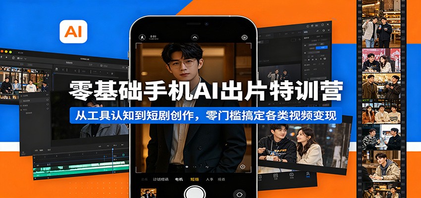 零基础手机AI出片特训营：从工具认知到短剧创作，零门槛搞定各类视频变现-盟主1站 - 热点知汇专注网赚项目资源知识聚汇