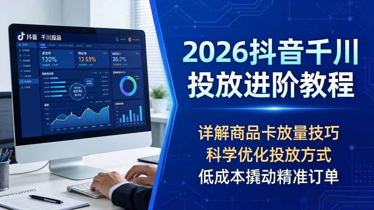 2026抖音千川投放进阶教程，详解商品卡放量技巧，科学优化投放方式，低成本撬动精准订单-盟主1站 - 热点知汇专注网赚项目资源知识聚汇