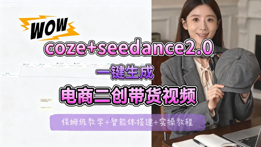 【Coze工作流搭建实操教程】seedance2.0+coze一键生成电商二创带货视频，全流程保姆级教学-盟主1站 - 热点知汇专注网赚项目资源知识聚汇