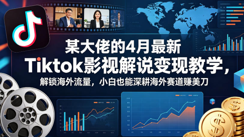 某大佬的4月最新Tiktok影视解说变现教学，解锁海外流量，小白也能深耕海外赛道賺美刀-盟主1站 - 热点知汇专注网赚项目资源知识聚汇