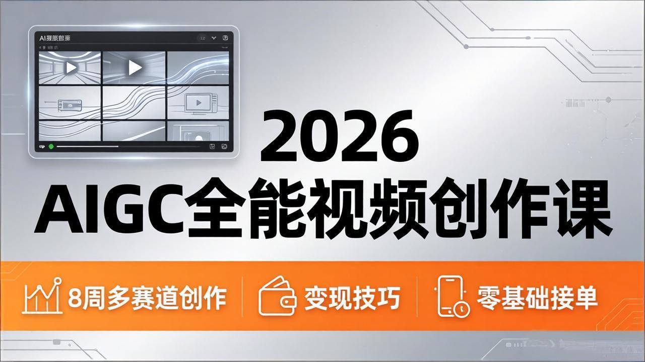 2026AIGC全能视频创作课，8周吃透多赛道创作+变现，零基础也能高效出片接单-盟主1站 - 热点知汇专注网赚项目资源知识聚汇