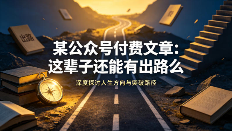 某公众号付费文章：这辈子还能有出路么-盟主1站 - 热点知汇专注网赚项目资源知识聚汇