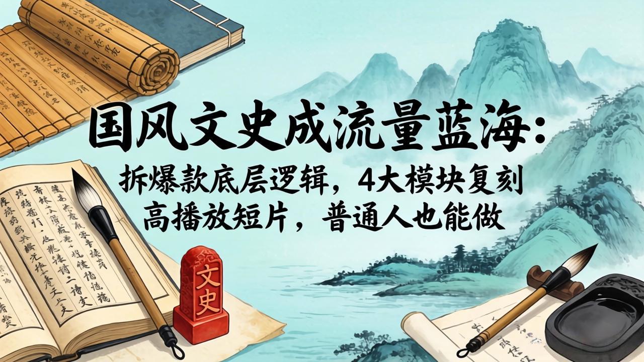 国风文史成流量蓝海：拆爆款底层逻辑，4大模块复刻高播放短片，普通人也能做-盟主1站 - 热点知汇专注网赚项目资源知识聚汇
