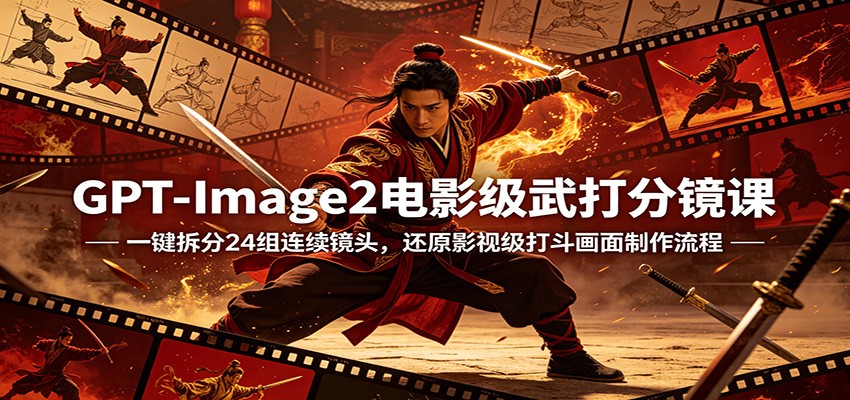 GPT-Image2电影级武打分镜课：一键拆分24组连续镜头，还原影视级打斗画面制作流程-盟主1站 - 热点知汇专注网赚项目资源知识聚汇