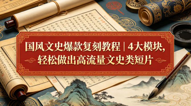 国风文史爆款复刻教程｜4大模块，轻松做出高流量文史类短片-盟主1站 - 热点知汇专注网赚项目资源知识聚汇
