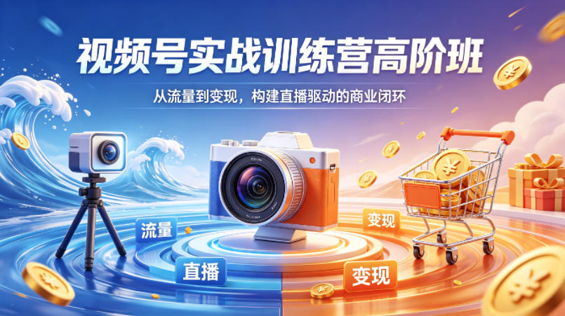 视频号实战训练营高阶班，从流量到变现，构建直播驱动的商业闭环(26年4月)-盟主1站 - 热点知汇专注网赚项目资源知识聚汇