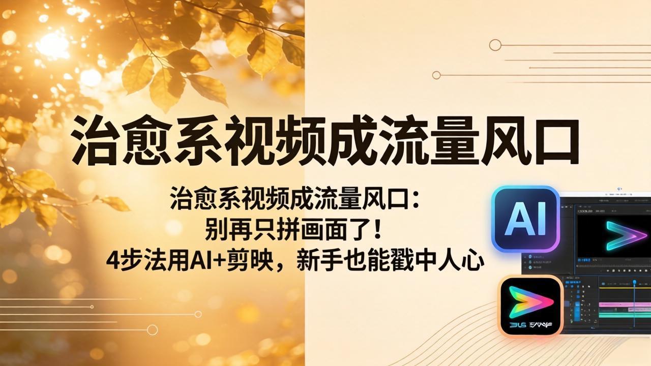 治愈系视频成流量风口：别再只拼画面了！4步法用AI+剪映，新手也能戳中人心-盟主1站 - 热点知汇专注网赚项目资源知识聚汇