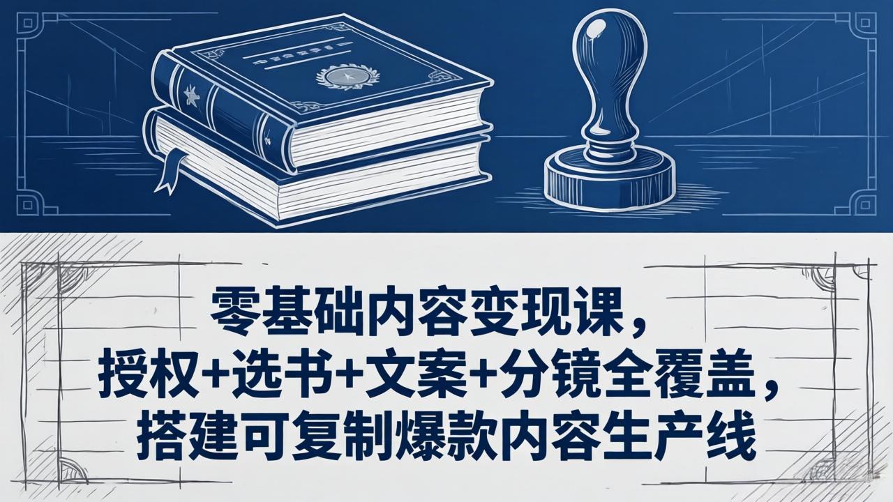 零基础内容变现课，授权+选书+文案+分镜全覆盖，搭建可复制爆款内容生产线-盟主1站 - 热点知汇专注网赚项目资源知识聚汇