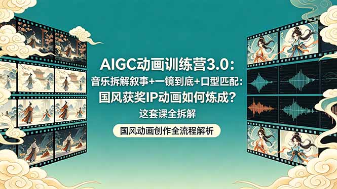 AIGC动画训练营3.0：音乐拆解叙事+一镜到底+口型匹配：国风获奖IP动画如何炼成？这套课全拆解-盟主1站 - 热点知汇专注网赚项目资源知识聚汇
