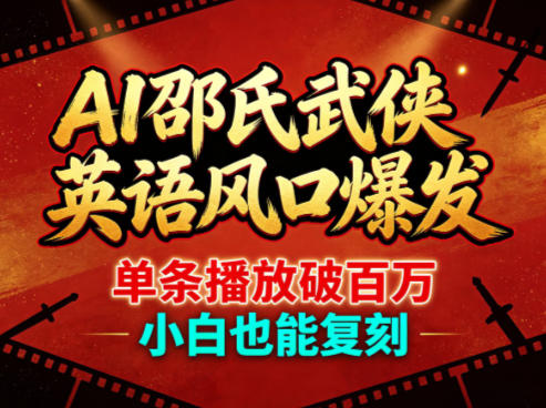 AI邵氏武侠英语风口爆发，单条播放破百万，小白也能复刻-盟主1站 - 热点知汇专注网赚项目资源知识聚汇