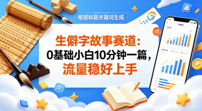 公众号流量主——生僻字故事赛道，流量稳，好上手，0基础小白也能10分钟一篇-盟主1站 - 热点知汇专注网赚项目资源知识聚汇
