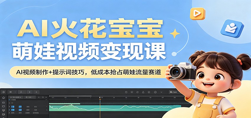 AI火花宝宝萌娃视频变现课：AI视频制作+提示词技巧，低成本抢占萌娃流量赛道-盟主1站 - 热点知汇专注网赚项目资源知识聚汇