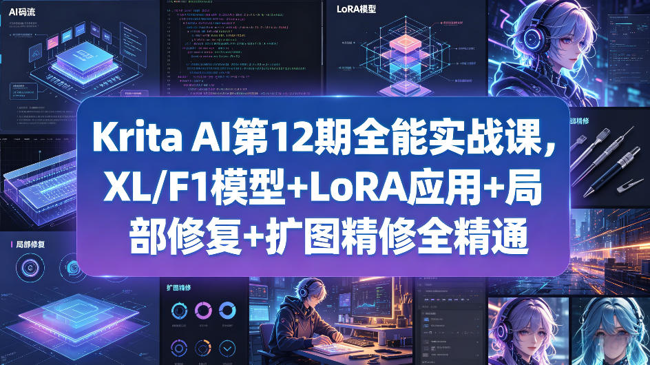 Krita AI第12期全能实战课，XL/F1模型+LoRA应用+局部修复+扩图精修全精通-盟主1站 - 热点知汇专注网赚项目资源知识聚汇