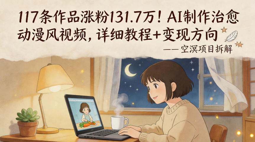 117条作品涨粉131.7W！AI制作治愈动漫风视频，详细教程+变现方向-盟主1站 - 热点知汇专注网赚项目资源知识聚汇
