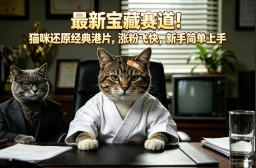 最新宝藏赛道！猫咪还原经典港片，涨粉飞快，新手简单上手-盟主1站 - 热点知汇专注网赚项目资源知识聚汇