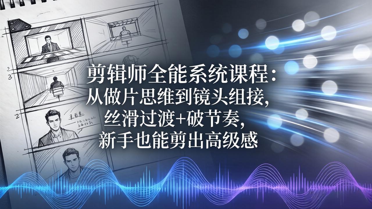 剪辑师全能系统课程：从做片思维到镜头组接，丝滑过渡+破节奏，新手也能剪出高级感-盟主1站 - 热点知汇专注网赚项目资源知识聚汇