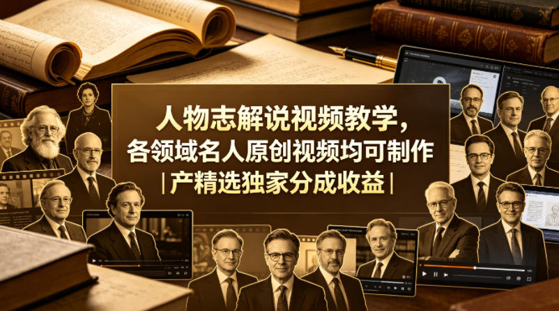 人物志解说视频教学，各领域名人原创视频均可制作丨精选独家分成收益(更新0430)-盟主1站 - 热点知汇专注网赚项目资源知识聚汇