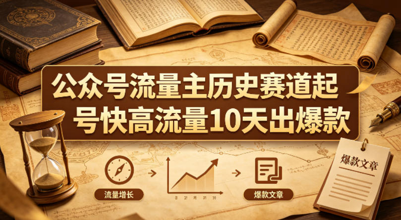 公众号流量主之历史赛道，起号快+高流量，10天就能出爆款！-盟主1站 - 热点知汇专注网赚项目资源知识聚汇