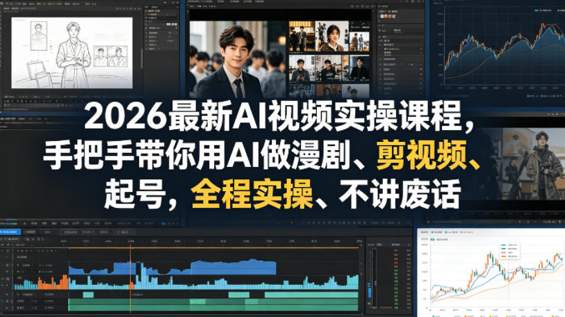 2026最新AI视频实操课程，手把手带你用AI做漫剧、剪视频、起号，全程实操、不讲废话-盟主1站 - 热点知汇专注网赚项目资源知识聚汇