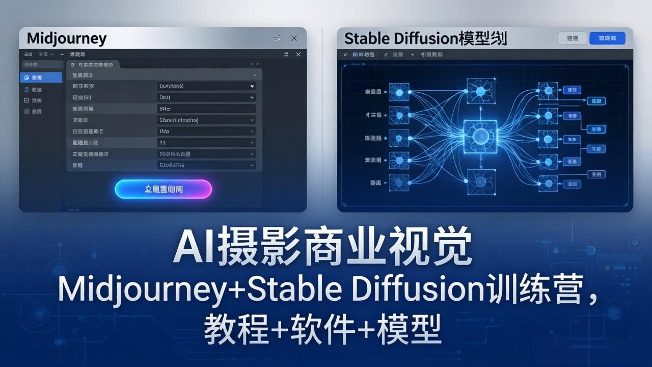 AI摄影商业视觉Midjourney+Stable Diffusion训练营，教程+软件+模型-盟主1站 - 热点知汇专注网赚项目资源知识聚汇