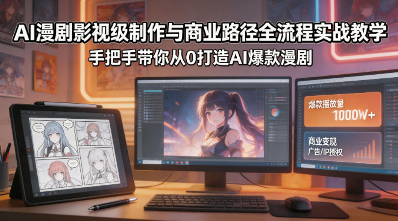 AI漫剧影视级制作与商业路径全流程实战教学，手带你从0打造AI爆款漫剧-盟主1站 - 热点知汇专注网赚项目资源知识聚汇