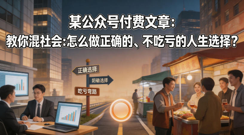 某公众号付费文章：教你混社会：怎么做正确的、不吃亏的人生选择？-盟主1站 - 热点知汇专注网赚项目资源知识聚汇