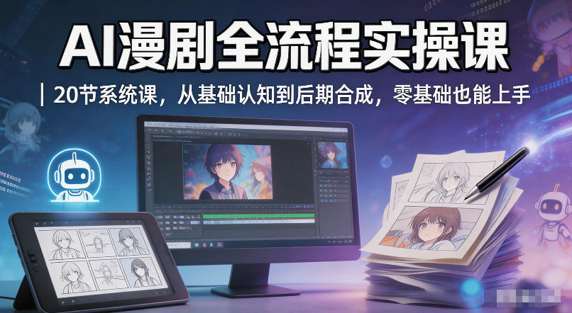 AI漫剧全流程实操课｜20节系统课，从基础认知到后期合成，零基础也能上手-盟主1站 - 热点知汇专注网赚项目资源知识聚汇